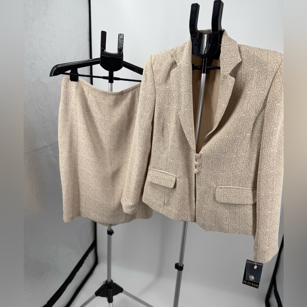 Blacker Skirt Suit by Stanley Blacker Church Business lined beige 12 NWT